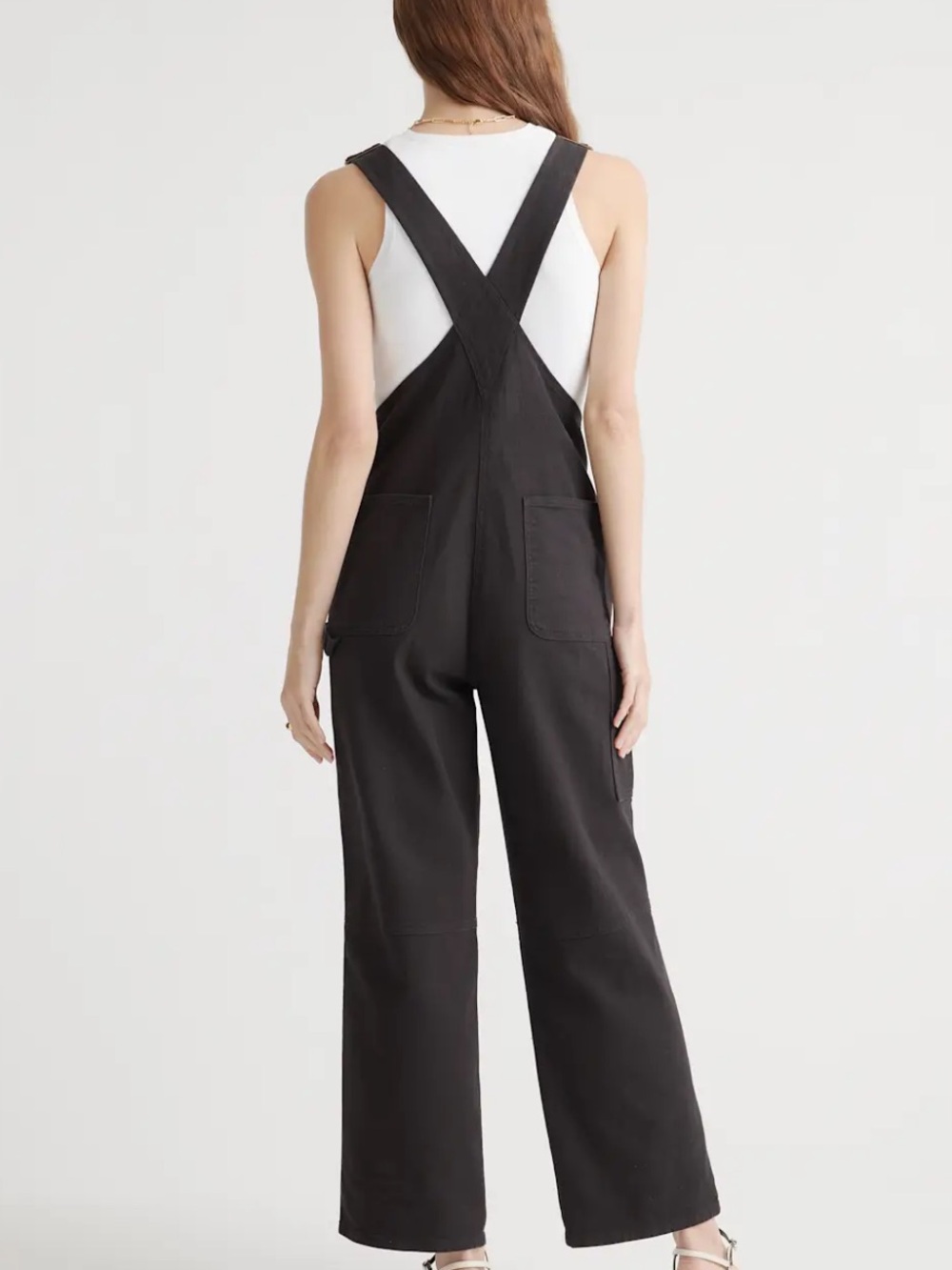 Quince Organic Stretch Cotton Twill Relaxed Overalls in Olive - Picture 12 of 16
